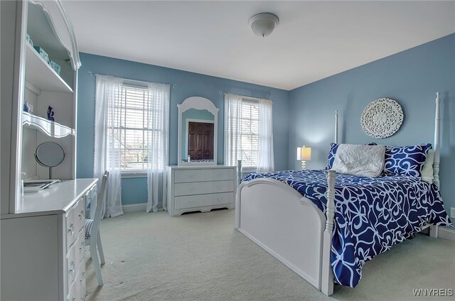 bedroom with carpet flooring and multiple windows