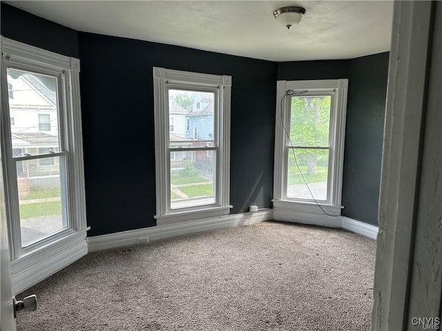 spare room featuring carpet and plenty of natural light