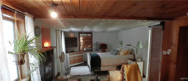 bedroom featuring wood ceiling