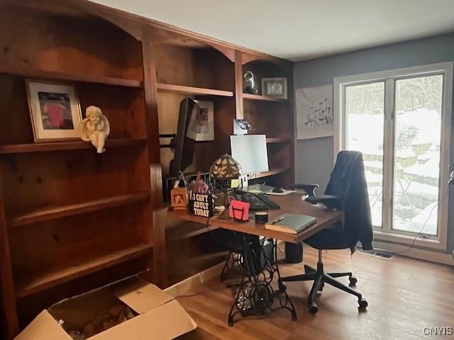 office space featuring light hardwood / wood-style flooring