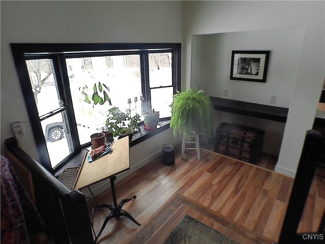 office space with hardwood / wood-style flooring