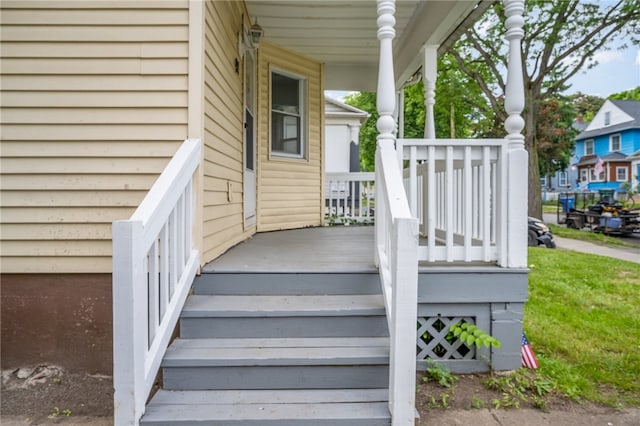 exterior space featuring covered porch