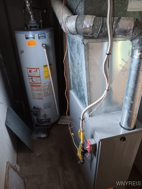 utilities with gas water heater and heating unit