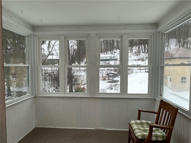 view of unfurnished sunroom