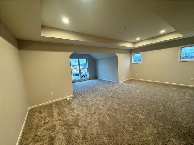 basement with carpet floors