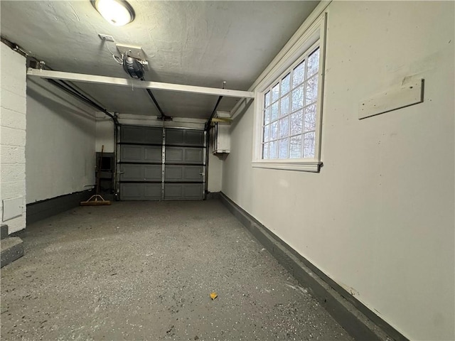 garage with a garage door opener