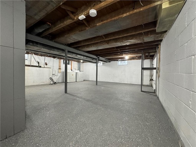 basement with washing machine and clothes dryer