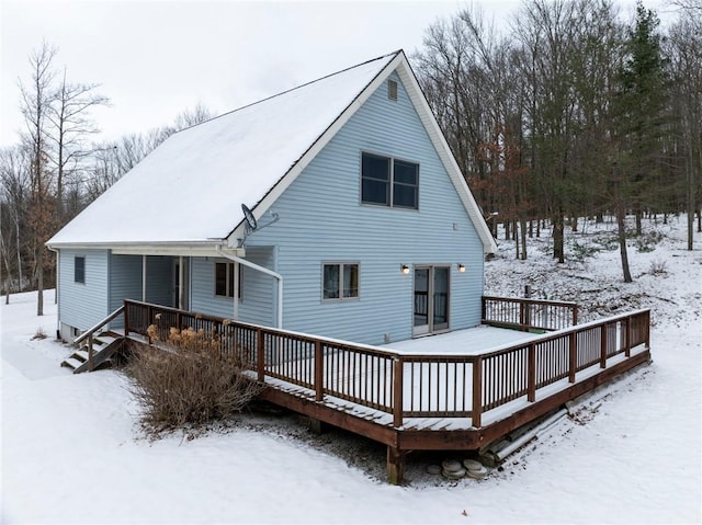 view of snow covered property