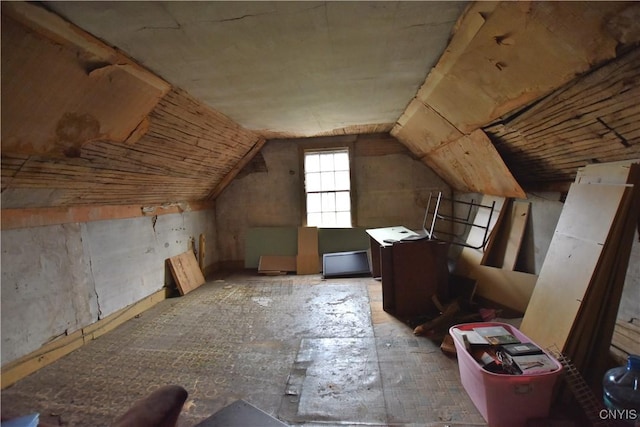 view of unfinished attic