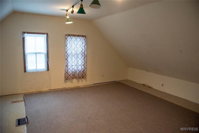 bonus room with carpet and lofted ceiling