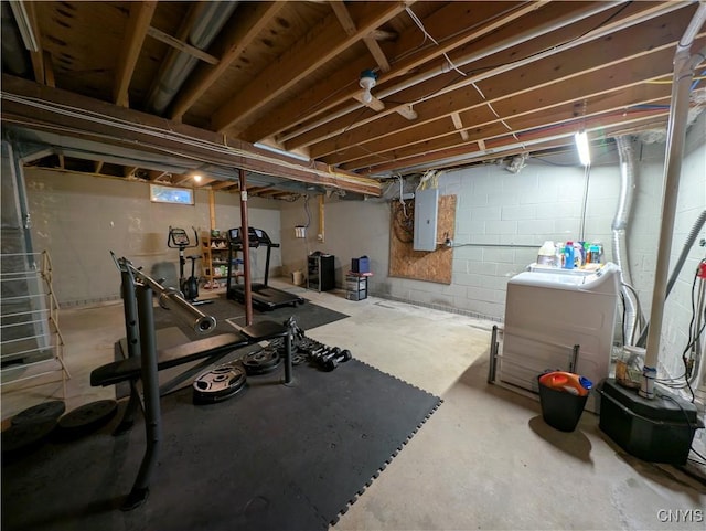 workout room with electric panel