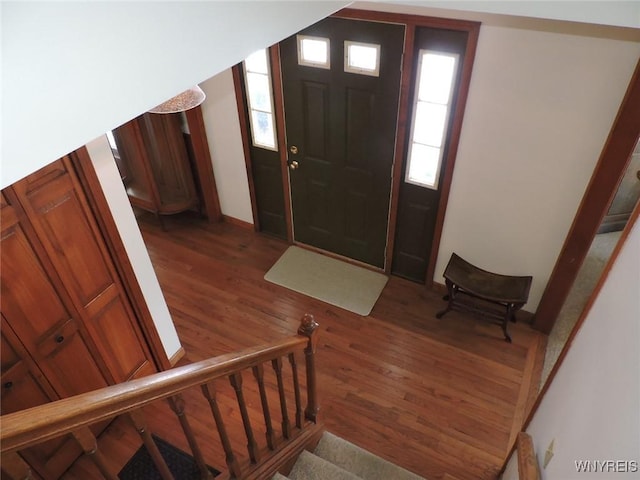 foyer with dark wood-type flooring