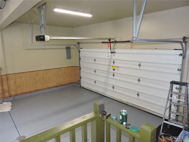 garage with a garage door opener