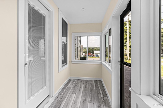 hallway featuring light hardwood / wood-style floors and plenty of natural light