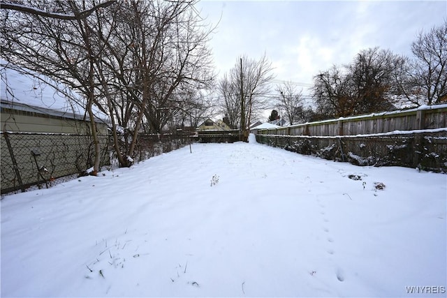 view of yard covered in snow