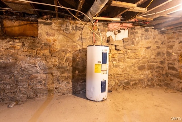 basement with water heater