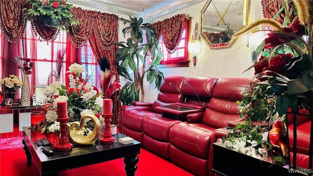 interior space featuring a wealth of natural light and ornamental molding