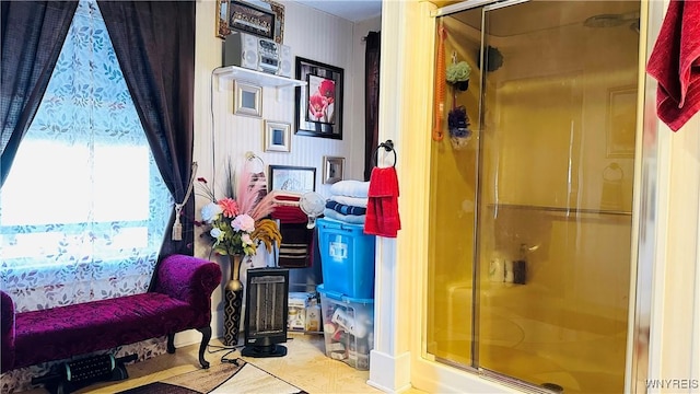 bathroom featuring walk in shower