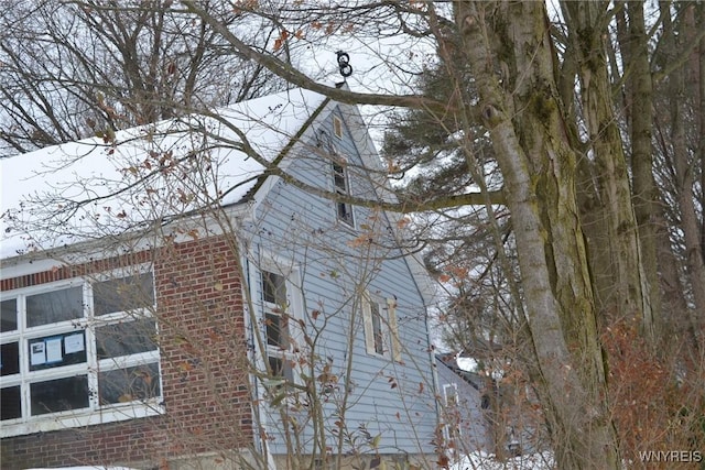 view of snow covered exterior