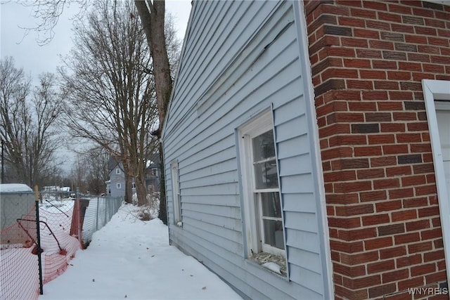 view of snow covered exterior