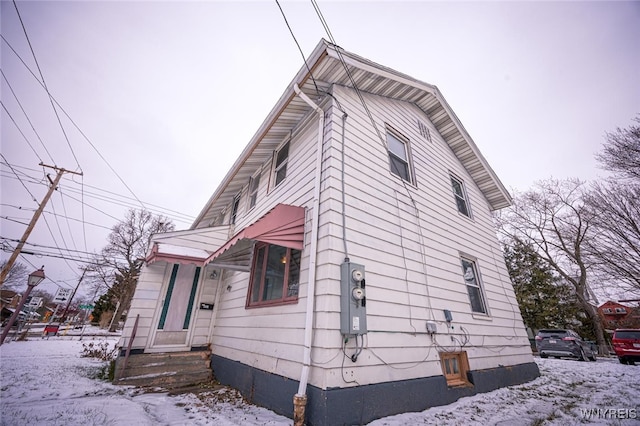 view of snowy exterior