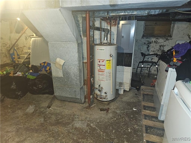utilities with electric panel and gas water heater