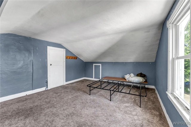 bonus room featuring carpet flooring and lofted ceiling