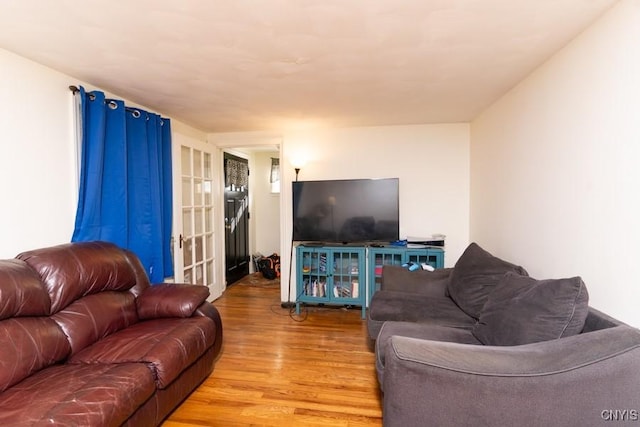 living room with light hardwood / wood-style floors