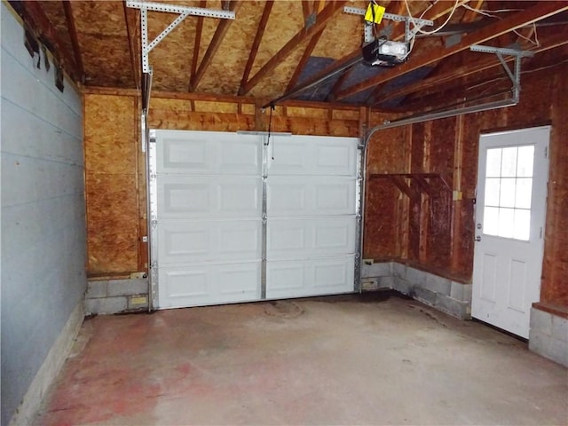 garage with a garage door opener