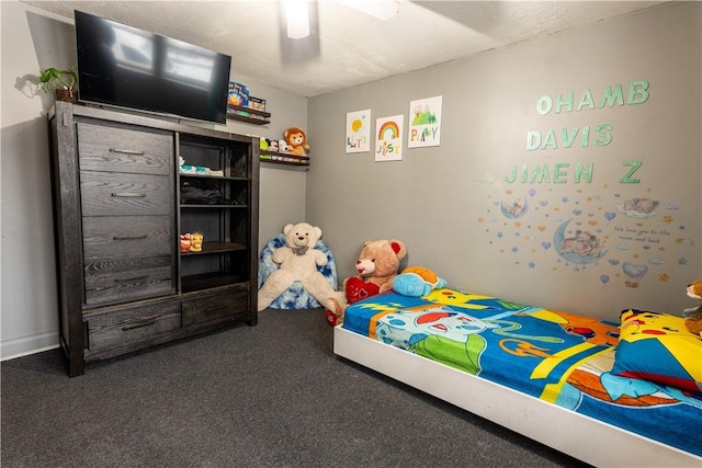 bedroom with carpet and ceiling fan