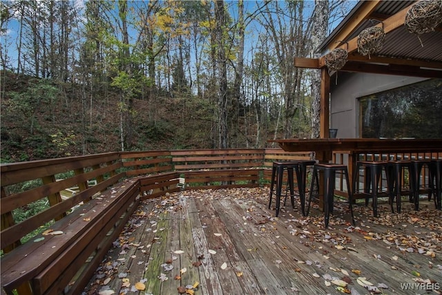 deck with outdoor dry bar