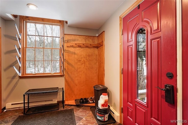 interior space with baseboards and a baseboard radiator