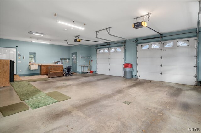 garage with a garage door opener