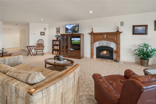 living room featuring carpet