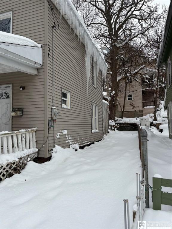 view of snowy exterior