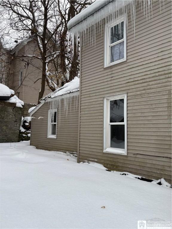 view of snow covered exterior