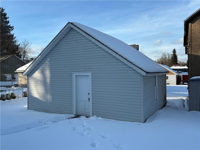 view of snow covered structure