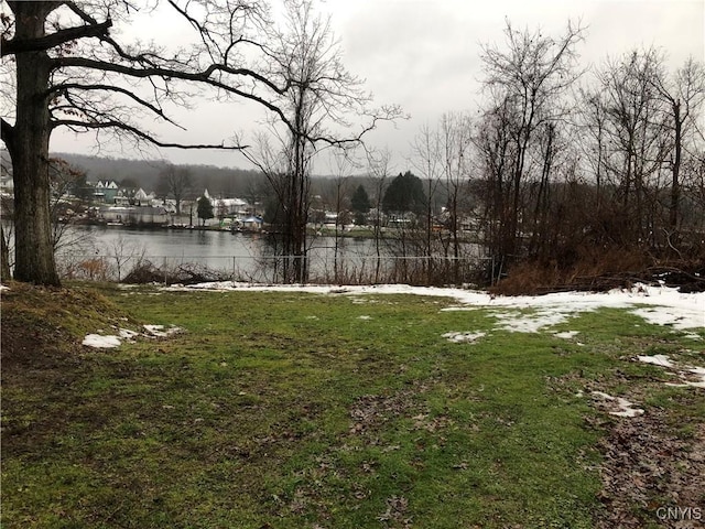 view of yard featuring a water view