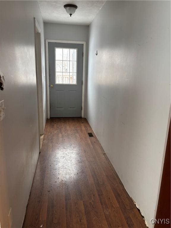 entryway featuring dark wood-type flooring