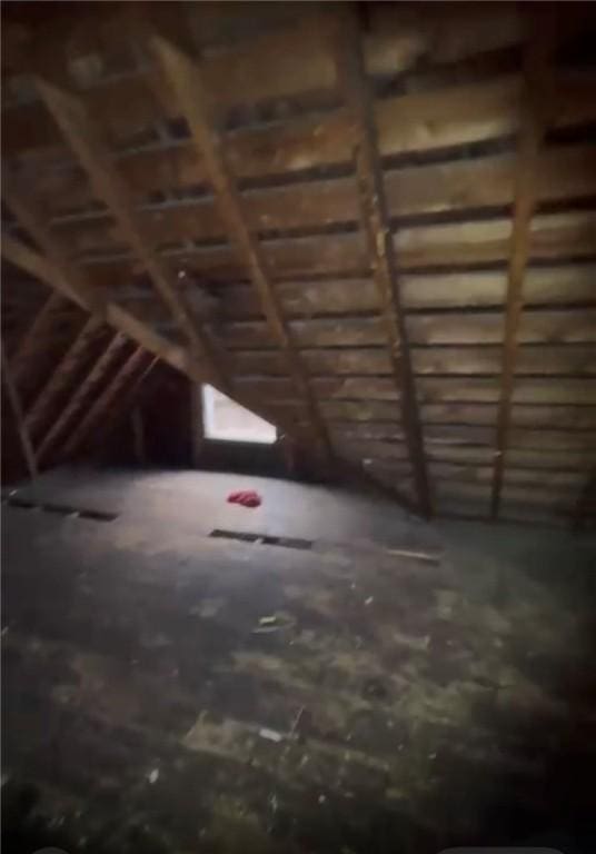 view of unfinished attic