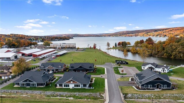 205 Charles Herrmann Way Unit 205, Milo, NY 14527 - drone / aerial view with a water view and a residential view
