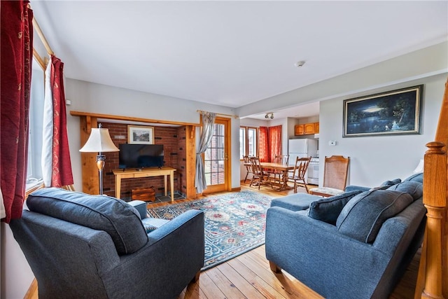 living room featuring light hardwood / wood-style floors