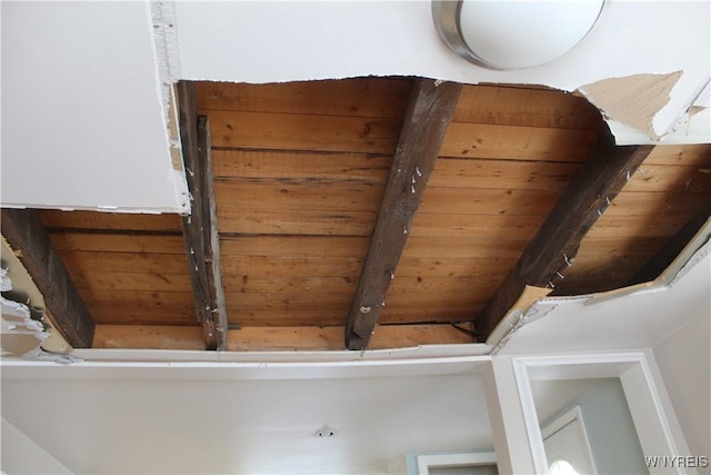 details with beam ceiling and wooden ceiling