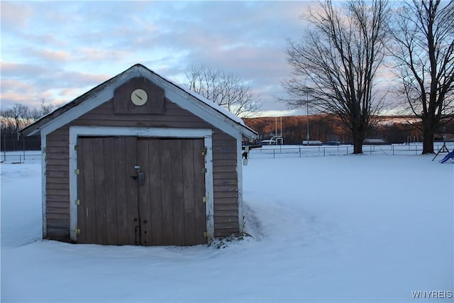 view of snow covered structure