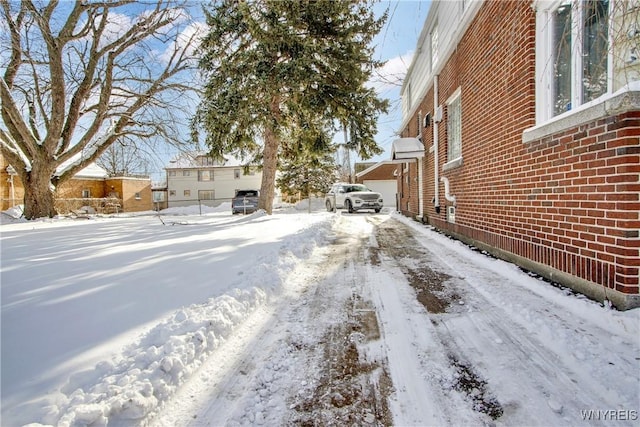 view of yard covered in snow