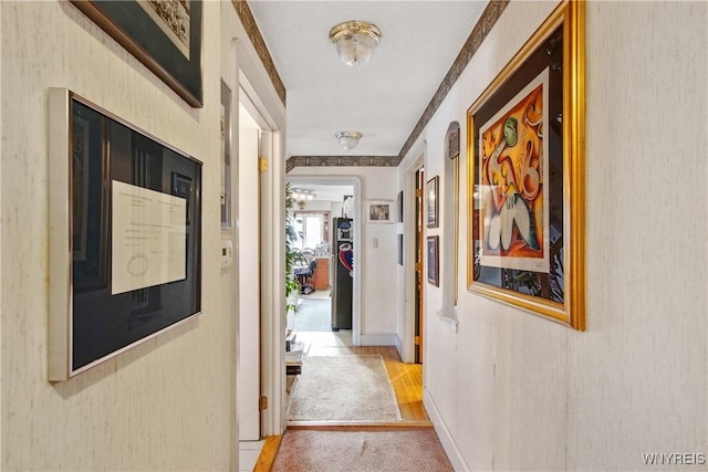 hallway featuring light wood-type flooring