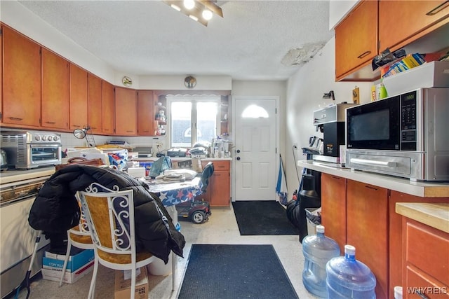 kitchen with a textured ceiling