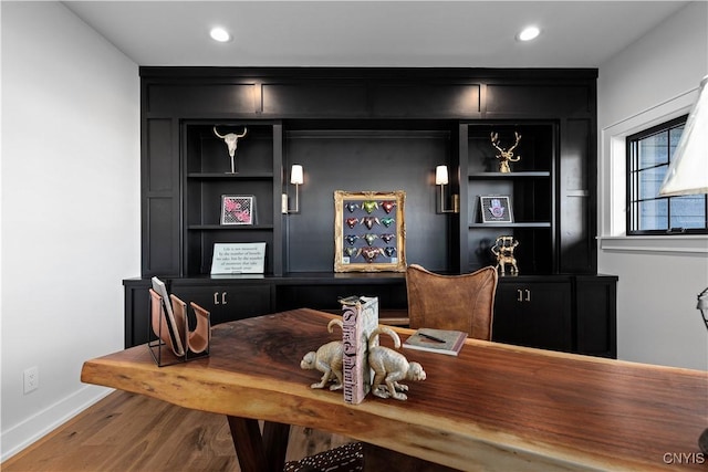 home office featuring wood-type flooring