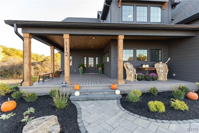 deck featuring covered porch