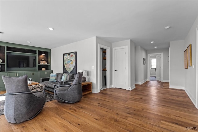 living room with hardwood / wood-style flooring